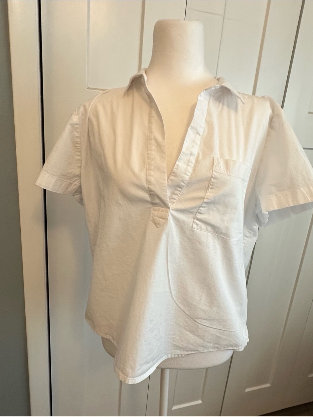 J. Crew White Cotton Popover Shirt